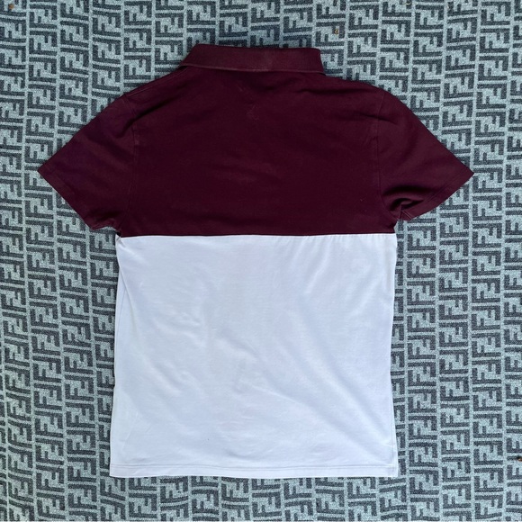 ASOS Short Sleeve Stretch Polo Shirt - Burgundy & Soft Pink - Large - Picture 3 of 8